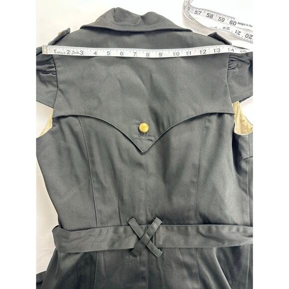 NWT Voom by Joy Han Size Medium Black Cotton Canvas Trench Coat Steampunk Y2K - Picture 14 of 14